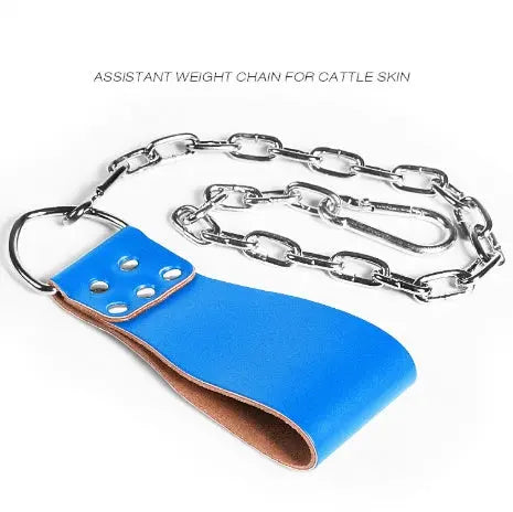 Leather Weight Lifting Belt with Chain Ring Power Training Fitness Task