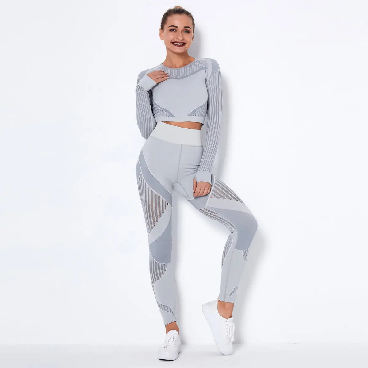 Seamless Knitted Absorbent Yoga Long-Sleeved Suit Yoga Wearsuit Fitness Task