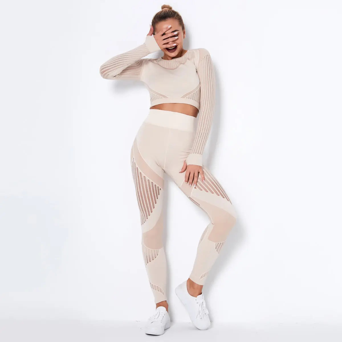 Seamless Knitted Absorbent Yoga Long-Sleeved Suit Yoga Wearsuit Fitness Task