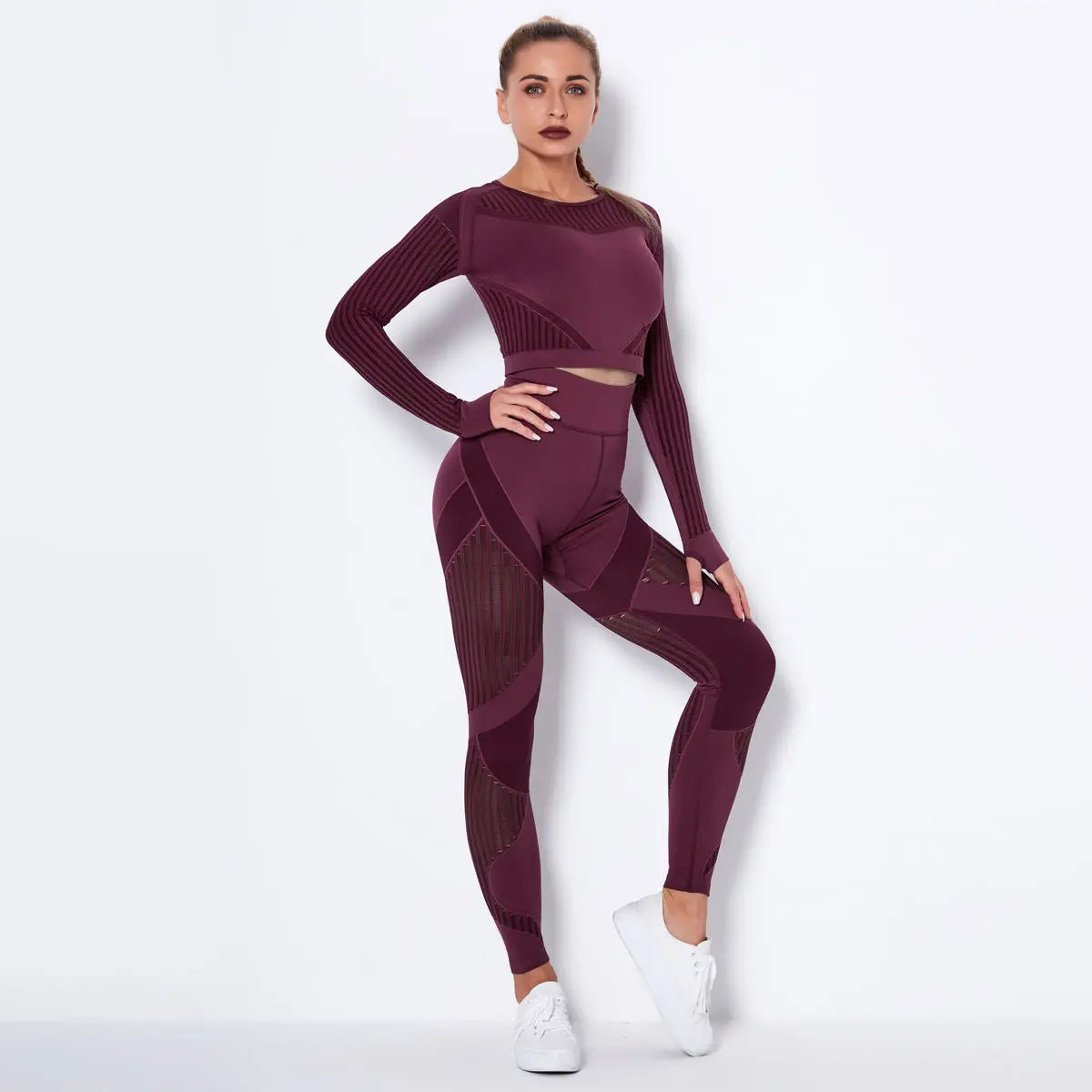 Seamless Knitted Absorbent Yoga Long-Sleeved Suit Yoga Wearsuit Fitness Task