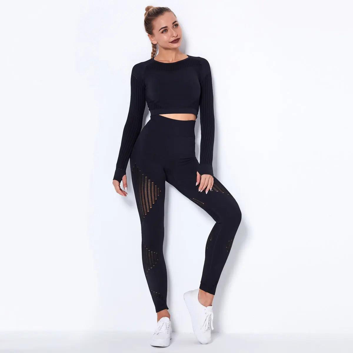 Seamless Knitted Absorbent Yoga Long-Sleeved Suit Yoga Wearsuit Fitness Task