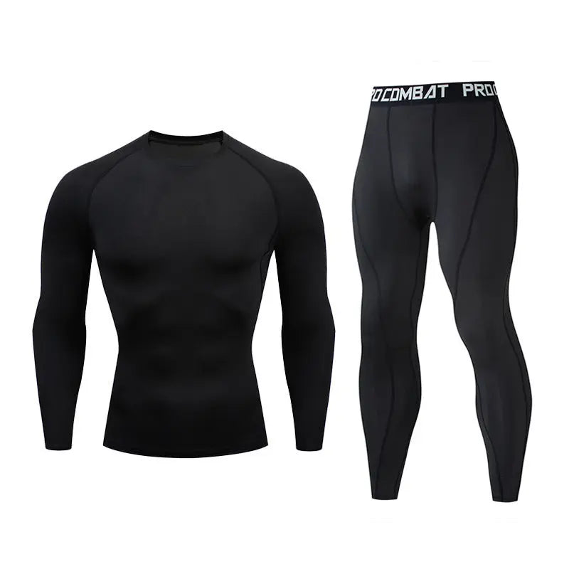 Fitness suit men's gym sports tights long-sleeved trousers quick-drying clothes basketball training equipment winter My Store