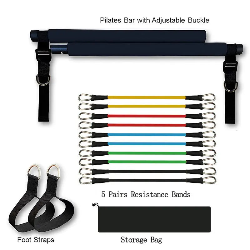 Fitness Yoga Pilates Bar Portable Gym Accessories Sport Elastic Bodybuilding Resistance Bands For Home Trainer Workout Equipment My Store