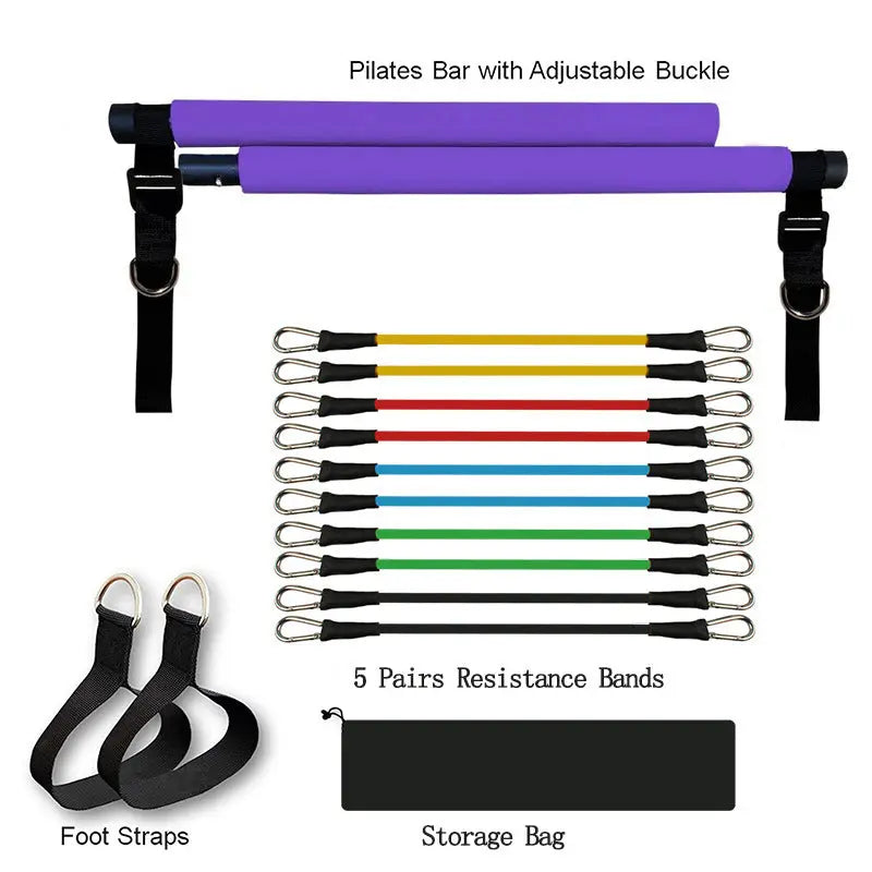 Fitness Yoga Pilates Bar Portable Gym Accessories Sport Elastic Bodybuilding Resistance Bands For Home Trainer Workout Equipment My Store