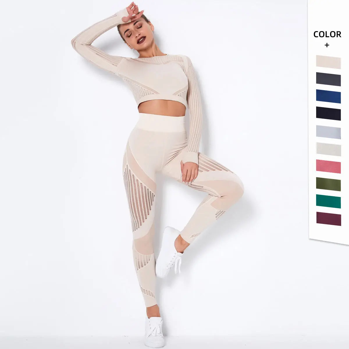 Seamless Knitted Absorbent Yoga Long-Sleeved Suit Yoga Wearsuit Fitness Task