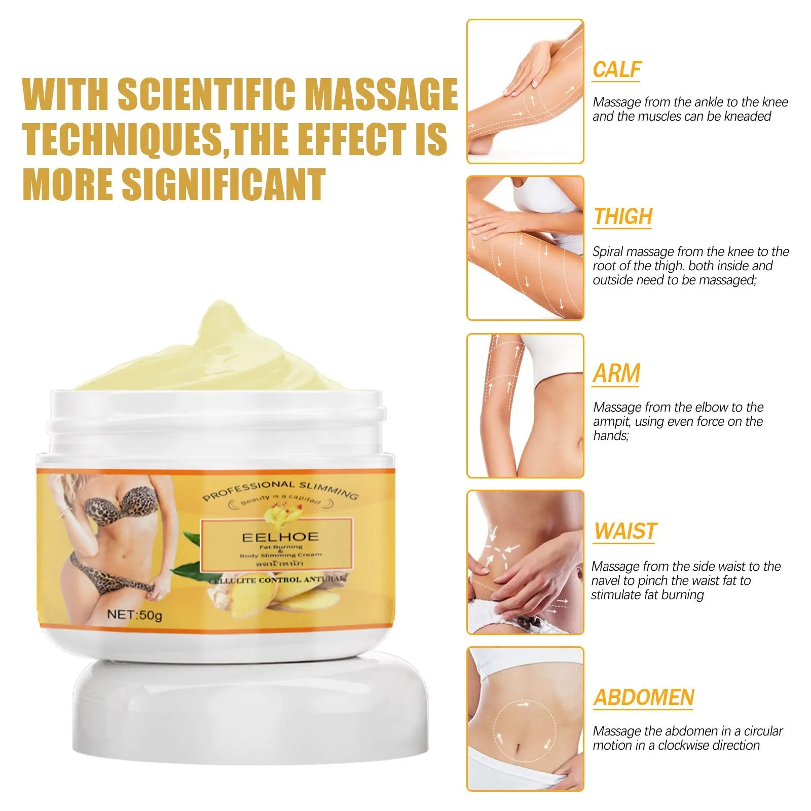EELHOE Ginger Weight Loss Cream Slimming Fat Burning Body Weight Loss Cream Fitness Task