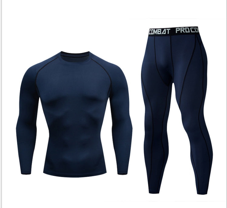 Fitness suit men's gym sports tights long-sleeved trousers quick-drying clothes basketball training equipment winter My Store