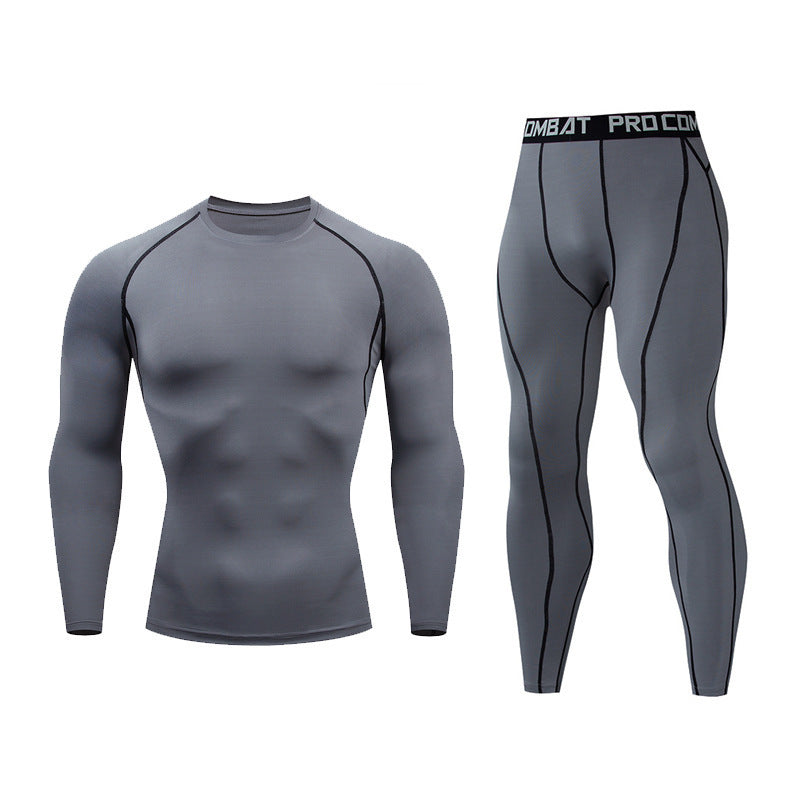 Fitness suit men's gym sports tights long-sleeved trousers quick-drying clothes basketball training equipment winter My Store