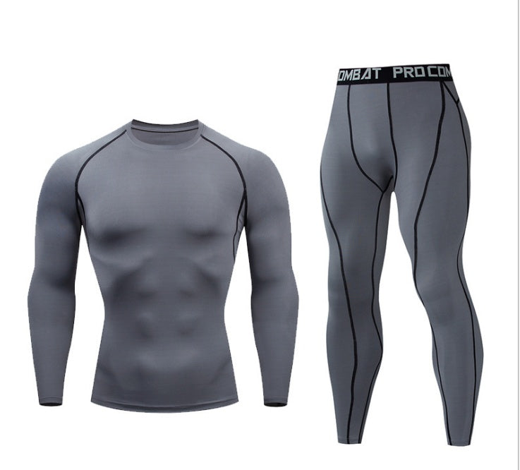 Fitness suit men's gym sports tights long-sleeved trousers quick-drying clothes basketball training equipment winter My Store