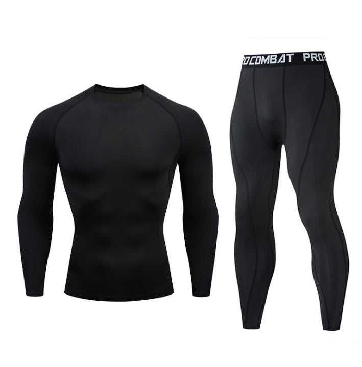 Fitness suit men's gym sports tights long-sleeved trousers quick-drying clothes basketball training equipment winter My Store