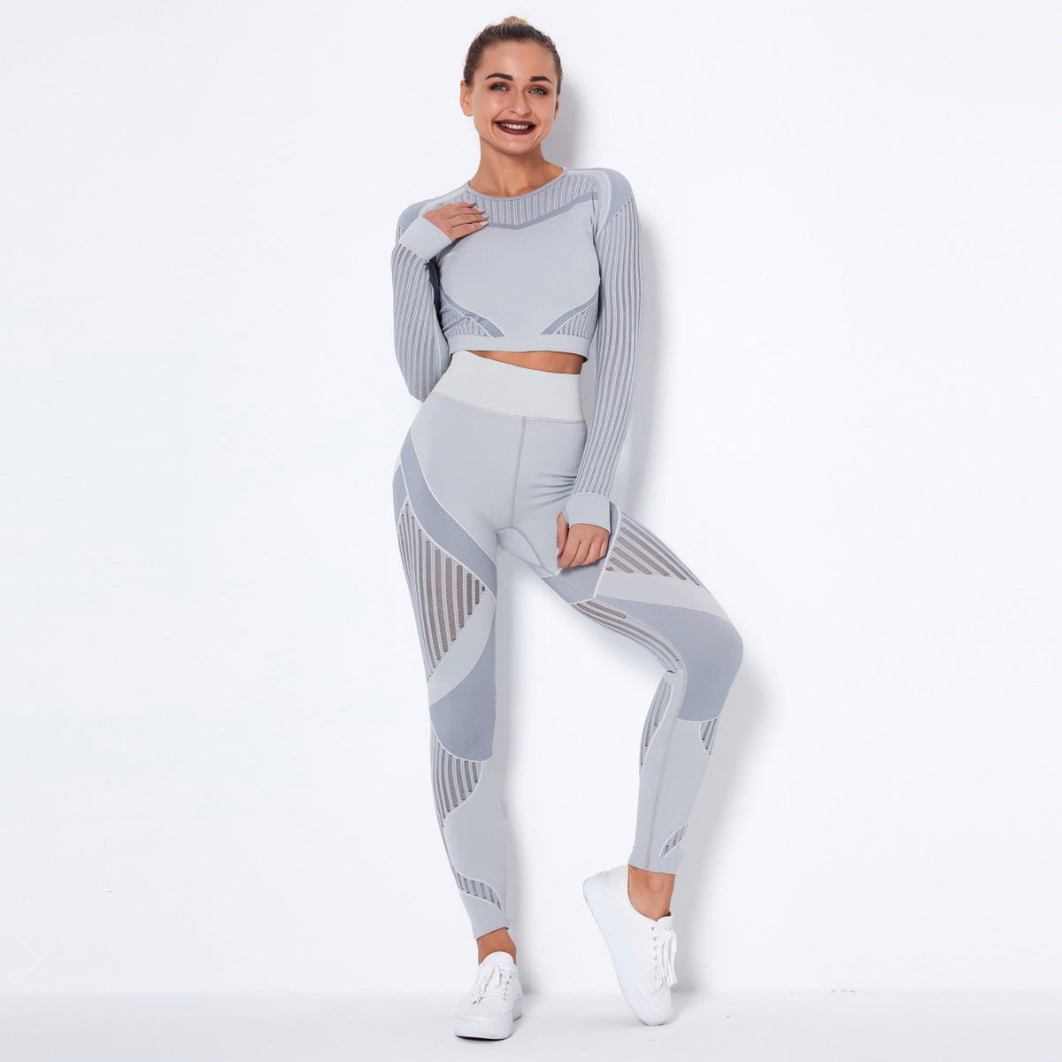 Seamless Knitted Absorbent Yoga Long-Sleeved Suit Yoga Wearsuit Fitness Task