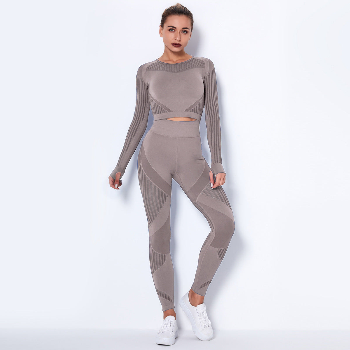 Seamless Knitted Absorbent Yoga Long-Sleeved Suit Yoga Wearsuit Fitness Task