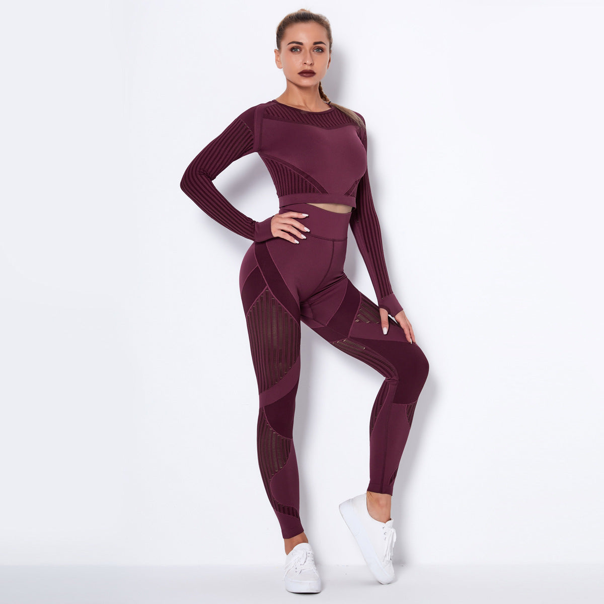 Seamless Knitted Absorbent Yoga Long-Sleeved Suit Yoga Wearsuit Fitness Task