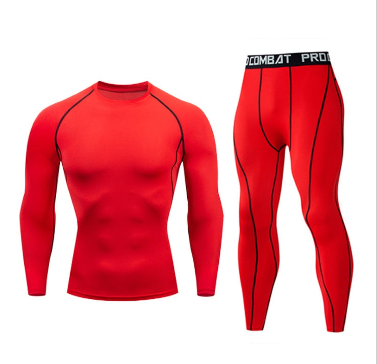 Fitness suit men's gym sports tights long-sleeved trousers quick-drying clothes basketball training equipment winter My Store