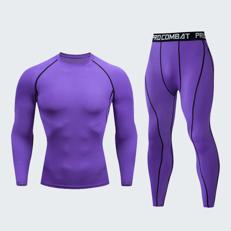 Fitness suit men's gym sports tights long-sleeved trousers quick-drying clothes basketball training equipment winter My Store