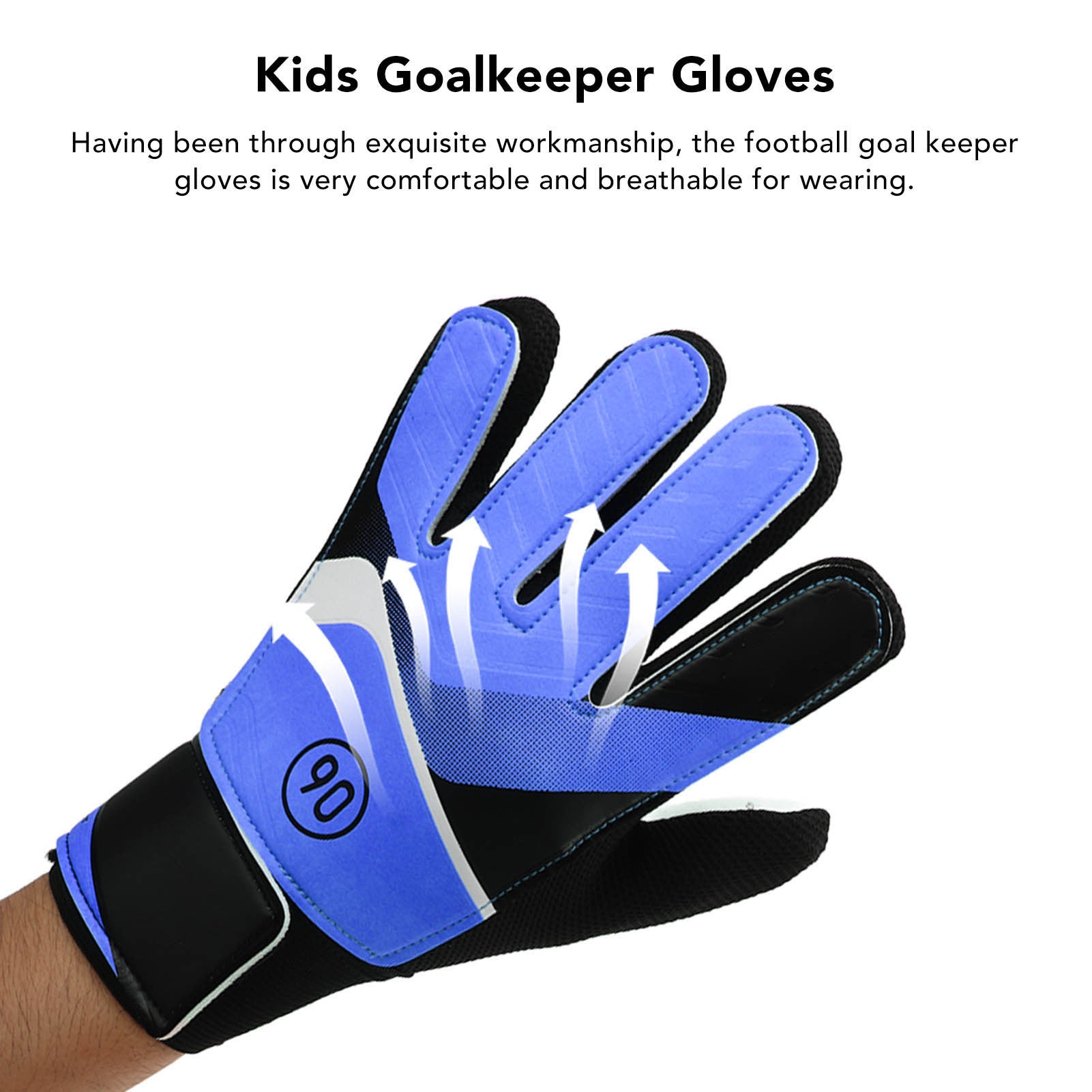 1 Pair Kids Goalkeeper Gloves Children Football Goal Keeper Gloves Anti Slip Exercise Gloves Blue 17 ~ 18cm / 6.69 ~ 7.09in Fitness Task