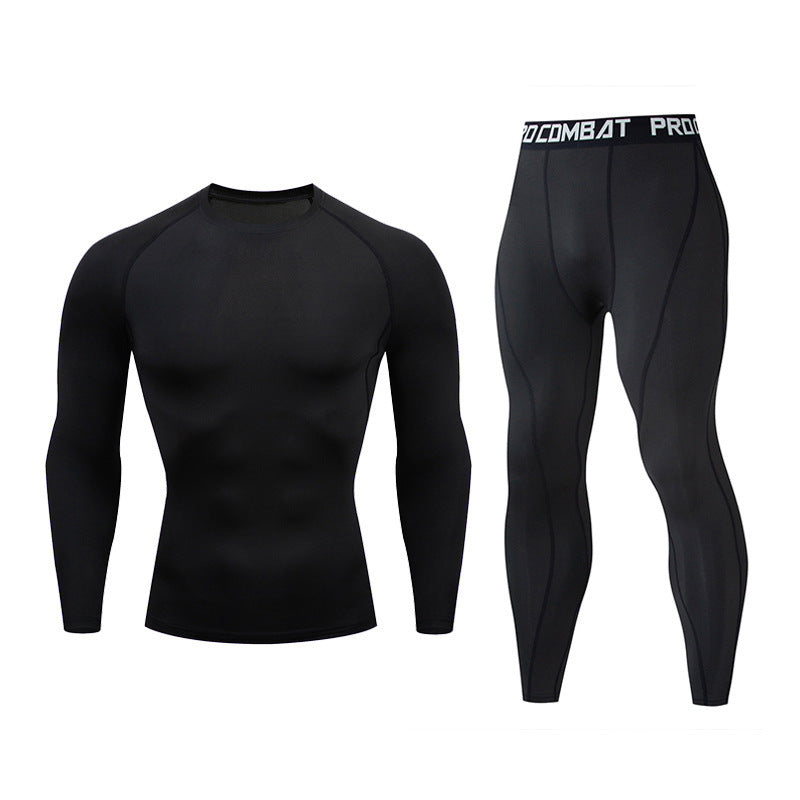 Fitness suit men's gym sports tights long-sleeved trousers quick-drying clothes basketball training equipment winter My Store