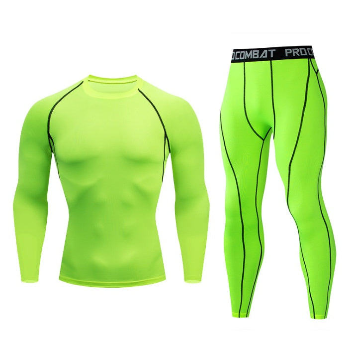 Fitness suit men's gym sports tights long-sleeved trousers quick-drying clothes basketball training equipment winter My Store