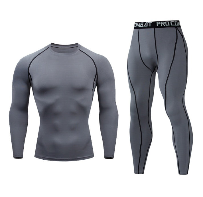 Fitness suit men's gym sports tights long-sleeved trousers quick-drying clothes basketball training equipment winter My Store