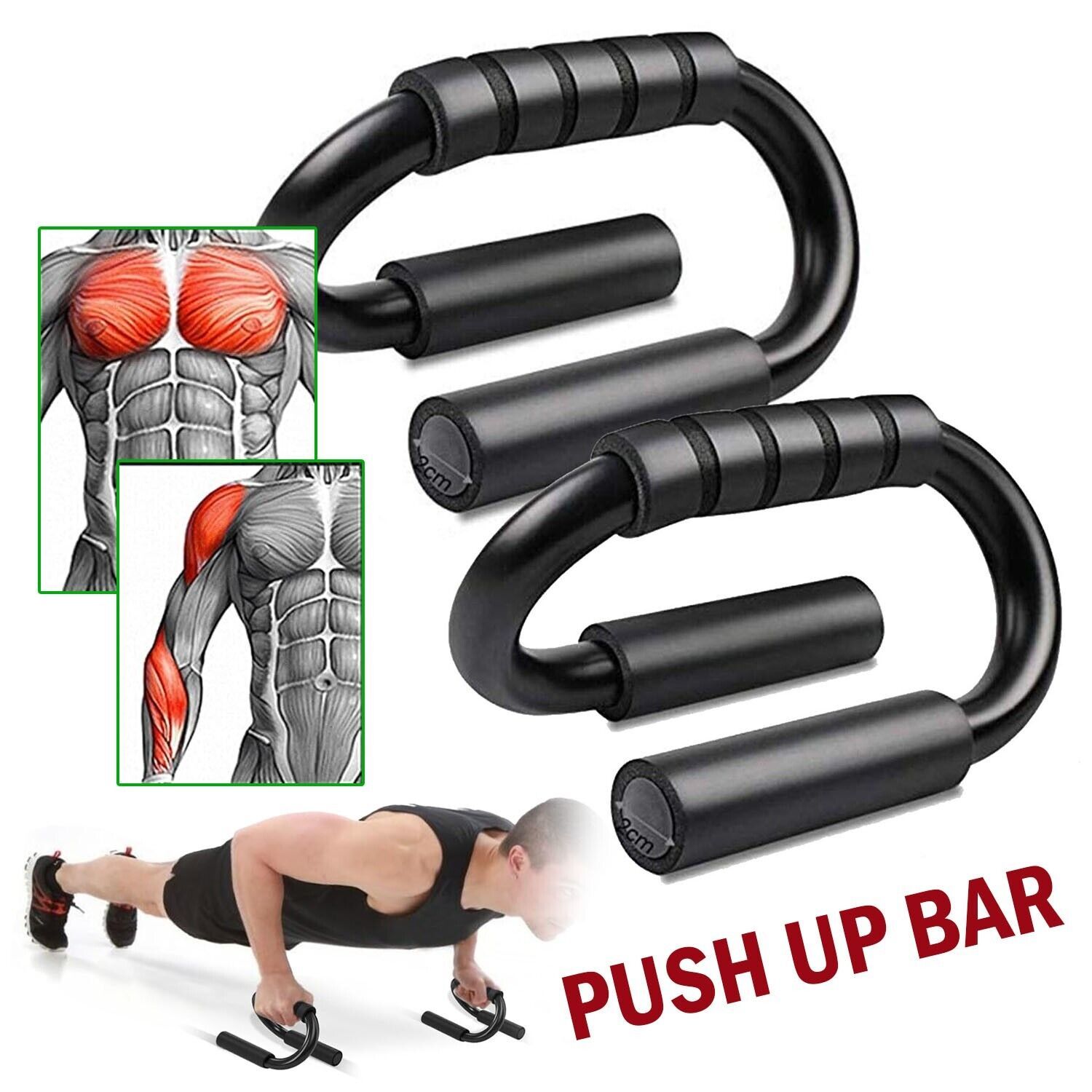 Push Up Bar S Shapes Non-slip Fitness Stand Exercise Grips Strength Workout Equipment Home Gym My Store