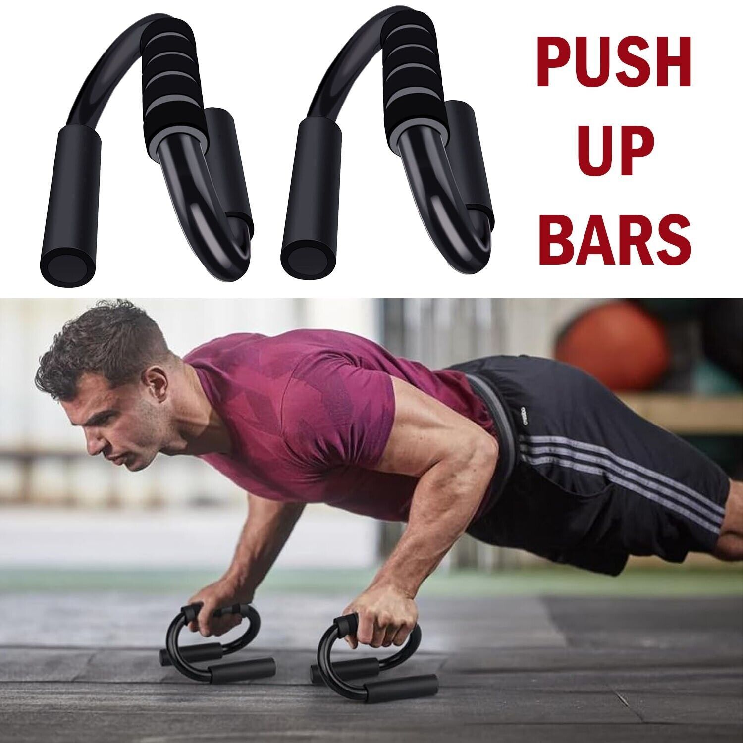 Push Up Bar S Shapes Non-slip Fitness Stand Exercise Grips Strength Workout Equipment Home Gym My Store